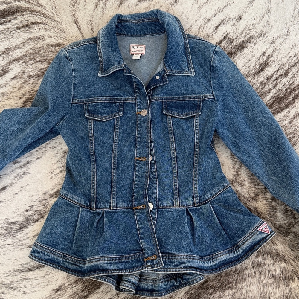 Guess Indigo Denim Peplum Jacket